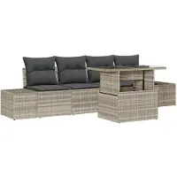 vidaXL Garten-Sofa-Set mit Kissen 5 pcs Hellgrau und Dunkelgrau