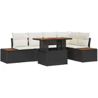 vidaXL Garten-Sofa-Set 6 stk. Schwarz Poly Rattan