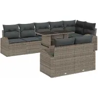 vidaXL Gartensofa-set 9 Stk. Grau Poly-Rattan
