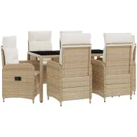 vidaXL Outdoortisch-Set 7 pcs Beige und Cremeweiß 150 x 90 x 75 cm