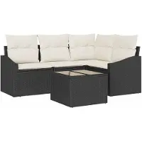 vidaXL Gartensofa-set mit Kissen 5 pcs Braun und Creme Poly-Rattan