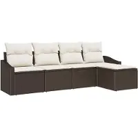 vidaXL Sofa Set 5 Stk. Braun [Synthetisch]: Poly Rattan