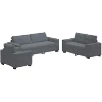 vidaXL Sofa Set 3 Stk. Dunkelgrau Samt