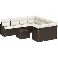 vidaXL Gartensofa-set 9 Stk. 8-Sitzanzahl Braun Poly-Rattan