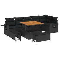 vidaXL Gartensofa-set 9 Stk. Schwarz Poly-Rattan