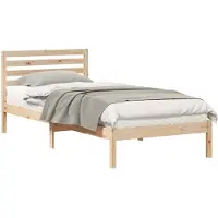 vidaXL Bettrahmen mit Kopfteil Braun 90 x 220 cm Massives Kiefernholz