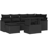 vidaXL Gartensofa-set 7 stk. Schwarz Poly Rattan