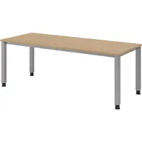 Bümö Schreibtisch Serie-Q - Gestell: Silber, Nachbildung: Eiche, Größe: 200 x 80 cm