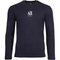 Armani Exchange für Herren. XM000364AF12308UB101 Langärmeliges T-Shirt mit navyfarbenem Logo (S), Lässig, Baumwolle, Langarm, Marine