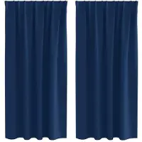vidaXL Verdunkelungs-Vorhänge mit Ringen 2 pcs Dunkelblau 175 x 140 cm