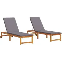 vidaXL Sonnenliege 2 pcs Braun 202 x 53 x 89 cm Massivholz Akazie