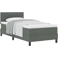 vidaXL Boxspringbett mit Kopfteil Dunkelgrau 90 x 190 cm Stoff