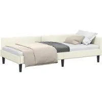 vidaXL Eckbettgestell mit Kopfteil Creme 100 cm x 200 cm Samt