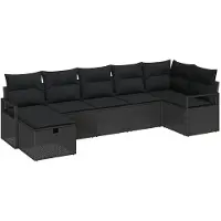 vidaXL Sofa Set 7 Stk. Schwarz Poly-Rattan