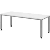Bümö Schreibtisch Serie-Q - Nachbildung: Weiß, Gestell: Silber, Größe: 200 x 80 cm