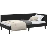 vidaXL Eckbettgestell mit Kopfteil Schwarz 90 cm x 200 cm Samt