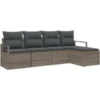 vidaXL Sofa Set 5 Stk. Grau Poly-Rattan