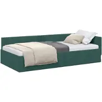 vidaXL Eckbettgestell mit Kopfteil Dunkelgrün 100 cm x 200 cm Samt