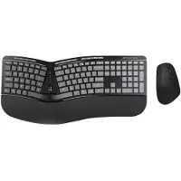 Conceptronic ERGO Kabelloses Set aus ergonomischer Tastatur und vertikaler Maus, englisch, Volle Größe (100%), Kabellos, RF Wireless, QWERTY, Schwarz, Maus enthalten