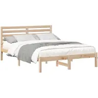 vidaXL Bettrahmen mit Kopfteil Braun 140 x 190 cm Massives Kiefernholz