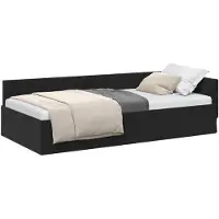 vidaXL Eckbettgestell mit Kopfteil Schwarz 90 cm x 200 cm Samt
