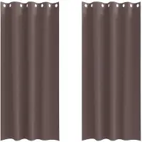 vidaXL Verdunkelungs-Vorhänge mit Ringen 2 stk. Dunkelbraun Polyester