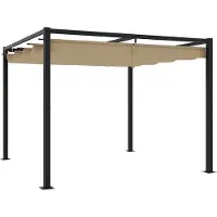 vidaXL Design Gartenpavillon mit Ausziehbarem Dach Taupe 3x3 m Stahl, Pavillons & Partyzelte 2024 Neu