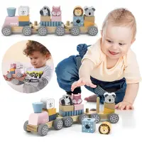 Polar B PolarB Zug Mit Holzklötzen Wilde Tiere, Babyspielzeug