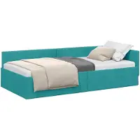 vidaXL Eckbettgestell mit Kopfteil Türkis 90 cm x 200 cm Samt