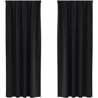 vidaXL Verdunkelungs-Vorhänge mit Ringen 2 pcs Schwarz 245 x 140 cm