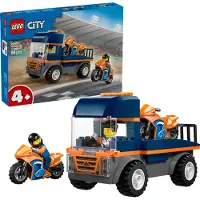 LEGO City Motorradtransporter - Spielzeug zur Förderung der Feinmotorik mit Transporter, 2 Motorrädern, 2 Minifiguren, Rampe und Zubehör - Geburtstagsgeschenk für Jungen ab 4 Jahren - 60491