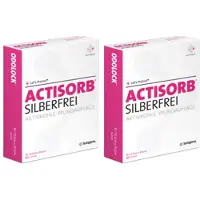 KCI Actisorb Silberfrei 6,5x9,5 cm Aktivkohle x2 2x10 St Kompressen