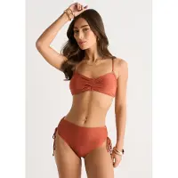 Gini London Bikini-Oberteil in Rostrot-Metallic mit Zopfmuster