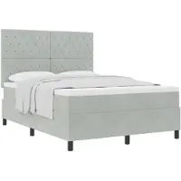 vidaXL Boxspringbett mit Matratze Hellgrau 140 x 200 cm Samt