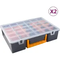 vidaXL Sortimentskoffer 2 Stk. Abnehmbare Trennwände 360x250x85 mm PP