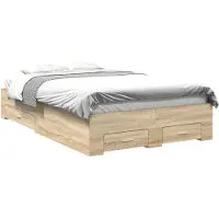 vidaXL Bettrahmen mit Schubladen Braun 140 x 200 cm Holzwerkstoff