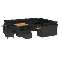 vidaXL Gartensofa-set 13 Stk. 9-Sitzanzahl Schwarz Poly-Rattan
