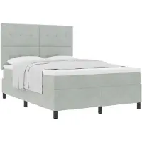 vidaXL Boxspringbett mit Kopfteil Hellgrau 140 x 190 cm Samt