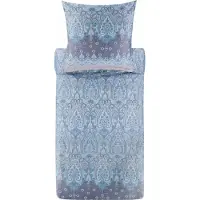 Bassetti Baumwollsatin-Bettwäsche-Garnitur ISOLABELLA Farbe AZURBLAU C1 Größe 155x220+80x80