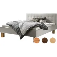 Hasena Polsterbett Noemi Eiche bright | Stoff grau 180x200