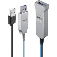Lindy 43345, 30 m, USB A, 2 x USB A, USB 3.2 Gen 1 (3.1 Gen 1), 5 Gbit/s, Blau, Silber