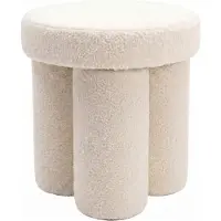 FineBuy Sitzhocker Teddy Stoff 40cm Creme Stoffhocker Rund Polsterhocker Beistellhocker