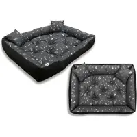 AIO Factory Hundebett Laufstall 115x95 cm wasserfest silberne Knochen