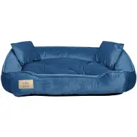 AIO Factory Hundebett, Laufstall, 100 x 75 cm, blauer Samt