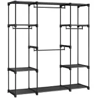 Helloshop26 Freistehender Kleiderschrank - - Faltgarderobe - 112 x 43 x 165 cm - Schwarz - Verstärktes Metall