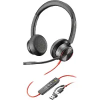 HP Blackwire 8225 USB-C Stereo-Headset + USB-C/A-Adapter, Kabelgebunden, Büro/Callcenter, 187 g, Kopfhörer, Schwarz