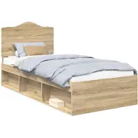 vidaXL Bettrahmen Sonoma-Eiche 75 x 190 cm Massives Kiefernholz