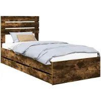 vidaXL Bettrahmen Räuchereiche 90 x 190 cm Ingenieurs Holz