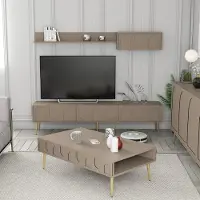 Skye Decor , Lyon 3 - Atlas, Gold, Wohnzimmermöbel-Set, Atlas, 100 % MELAMINBESCHICHTETE SPANPLATTEN, 180 x 35 x 43 cm