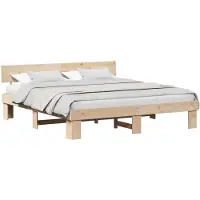 vidaXL Bettrahmen mit Kopfteil Natur 180 x 200 cm Massives Kiefernholz